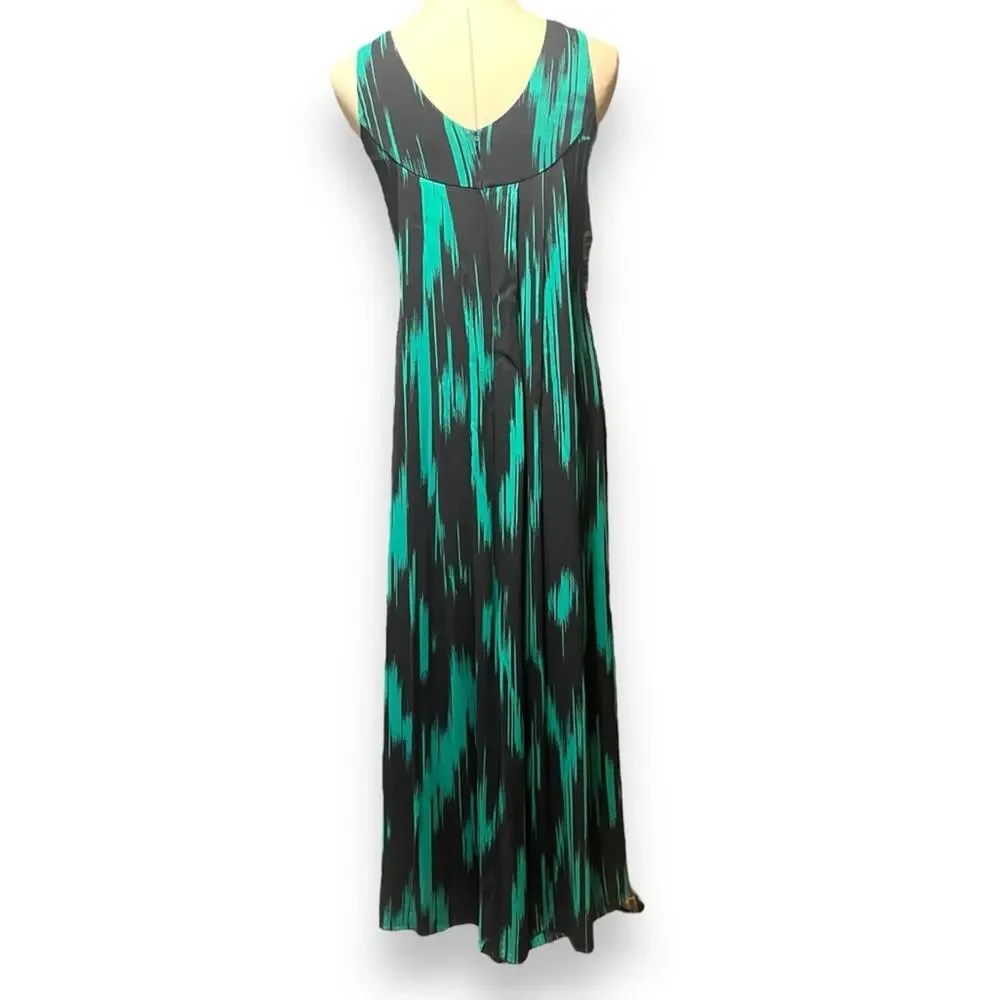 Michael Kors Maxi Length Sleeveless Gown Made in Italy Green Black 4